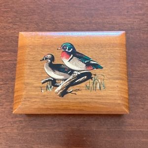 Vintage Wooden Trinket Box with Mallard Ducks